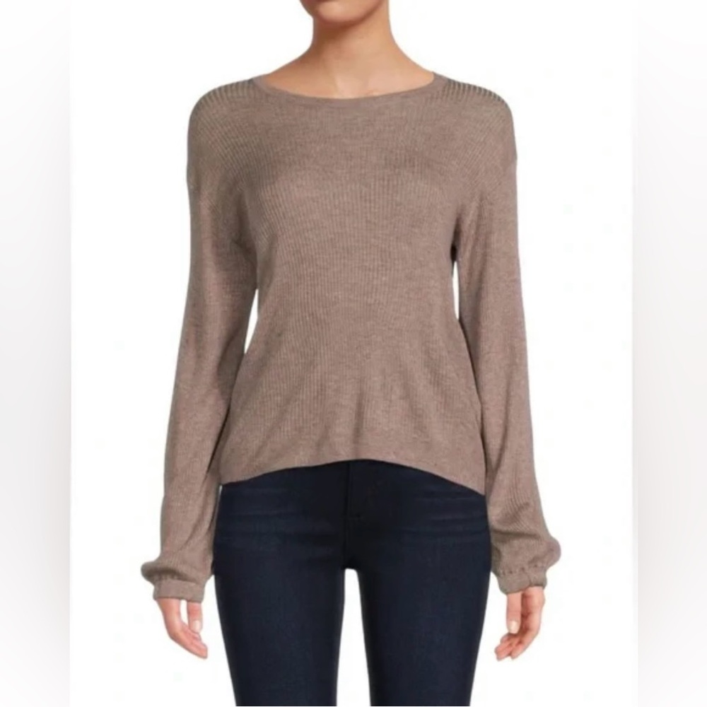 Splendid Tan/Brown Heathered Ribbed Knit Sweater Size XS